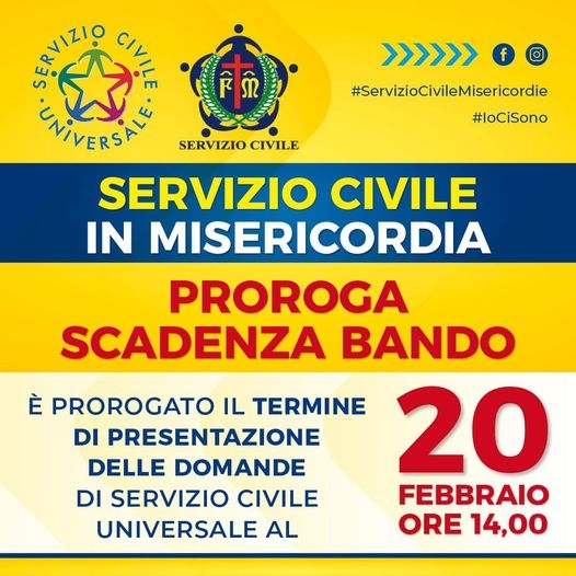 PROROGATI I TERMINI PER LA PRESENTAZIONE DELLE DOMANDE DI SERVIZIO CIVILE