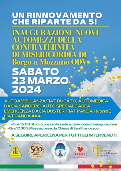 SABATO 23 MARZO - INAUGURAZIONE NUOVI AUTOMEZZI<br />
<br />
