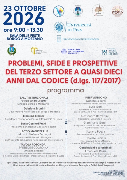 A BORGO A MOZZANO, UN CONVEGNO SUL TERZO SETTORE A DIECI ANNI DAL CODICE D.LGS 117/2017