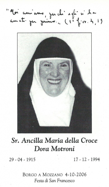 VENTI ANNI FA MORIVA SUOR ANCILLA MARIA DELLA CROCE