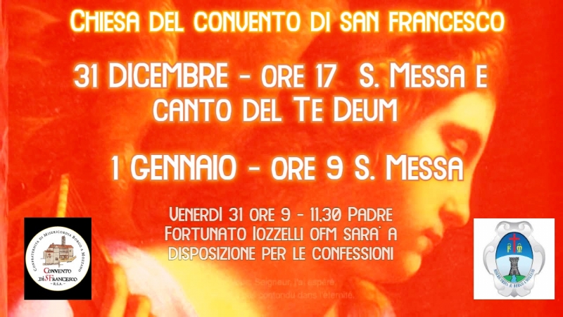 CHIESA DI SAN FRANCESCO: CELEBRAZIONI DI FINE E INIZIO ANNO